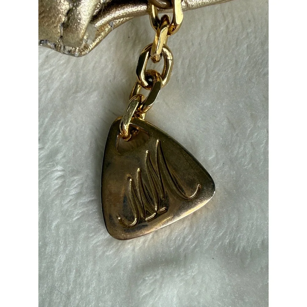 Vintage Morris Moskowitz Gold Metallic Leather Gathered Frame Clutch Bag MM